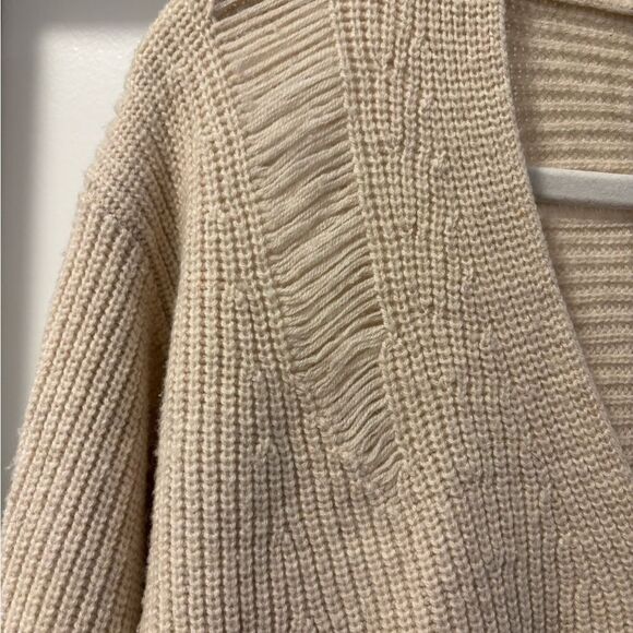 Helmut Lang Distressed Oversized V-Neck Sweater Size XS - Picture 2 of 6